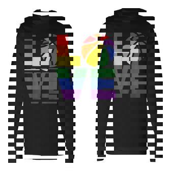 LGBT Love Rainbow Basketball Gay Pride Player Fan Long Sleeve T-Shirt - Monsterry
