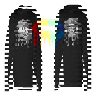 LGBT Spooky Halloween Vampire Fangs Gay Pride Vampire Lover Long Sleeve T-Shirt - Monsterry