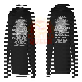 Library Book Fair Queen Vibe Groovy Retro School Reading Long Sleeve T-Shirt - Monsterry