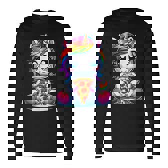 Licorne Mignonne Avec Pizza T-shirt à manches longues - Cadeauxyz