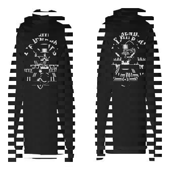 Life Behind Bars Biker Skull Ape Hangers Motorcycle Long Sleeve T-Shirt - Monsterry