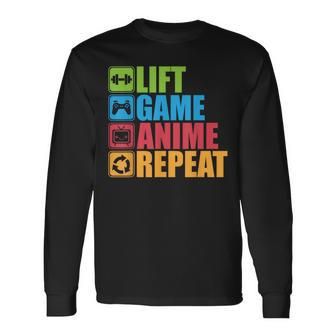 Lift Anime Game Repeat Gym For Geeks And Nerds Langarmshirts - Geschenkecke