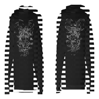 Line Art African Wild Dog Painted Dog Long Sleeve T-Shirt - Monsterry