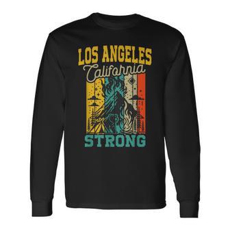 Los Angeles California Strong Pray For California Retro Long Sleeve T-Shirt - Thegiftio UK