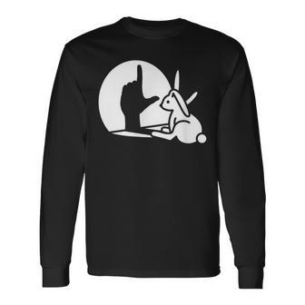 Loser Funny Rabbit Shadow Hand Sign Language Bunny Humor Long Sleeve T-Shirt - Monsterry