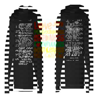 Love Joy Peace Patience Kindness Goodness Christian Bible Long Sleeve T-Shirt - Monsterry