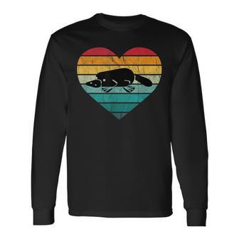 I Love Platypus Silhouette Heart Wilderness Australia Langarmshirts - Geschenkecke