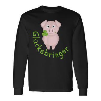 Lucky Charm Pig Clover Leaf For Friends Good Luck Langarmshirts - Geschenkecke