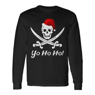 Lustiges Weihnachten Piraten Pirat Weihnachtsmann Hut Yo Ho Langarmshirts - Geschenkecke