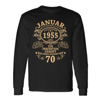 Man January 1955 70 Years intage 70Th Birthday Langarmshirts - Geschenkecke