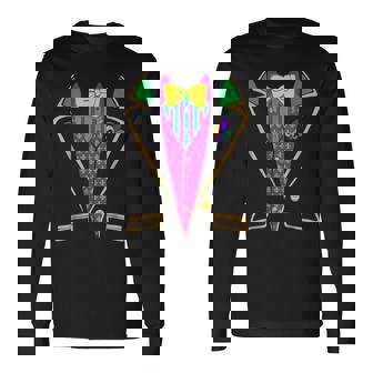 Mardi-Gras- Tuxedo Vest Outfit Long Sleeve T-Shirt - Seseable