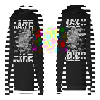 Master Builder Heart Block Brick Building Valentines Day Boy Long Sleeve T-Shirt | Seseable UK