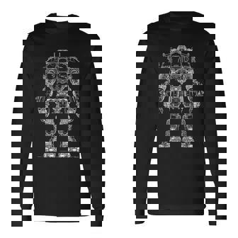 Mech Robot Tee Sci-Fi Robot Cool Mech Long Sleeve T-Shirt - Monsterry