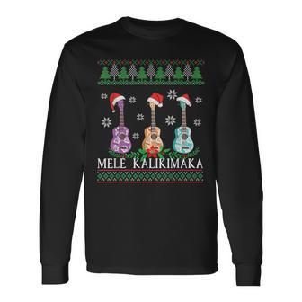 Mele Kalikimaka Hawaiian Christmas Ukulele Ugly Langarmshirts - Geschenkecke