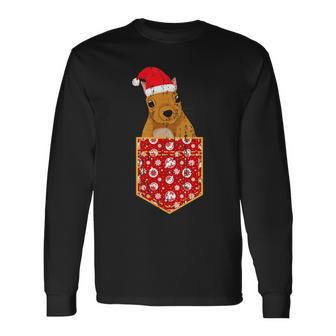 Merry Christmas Forest Animal Chest Pocket Squirrel Langarmshirts - Geschenkecke