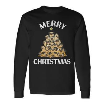 Merry Christmas Pug Dog Star Christmas Tree Langarmshirts - Geschenkecke