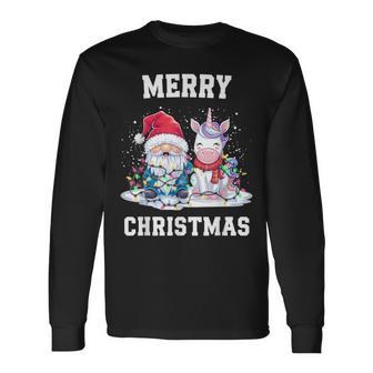 Merry Christmas Santa Hat Gnome Unicorn Xmas Party Christmas Langarmshirts - Geschenkecke