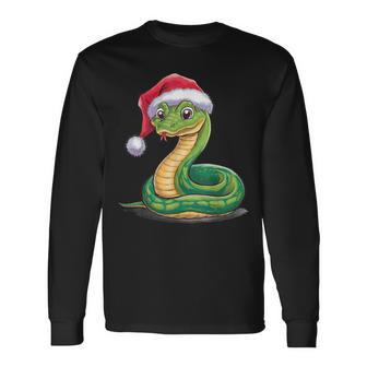 Merry Christmas Snake Xmas Party Eve Santa Hat Langarmshirts - Geschenkecke