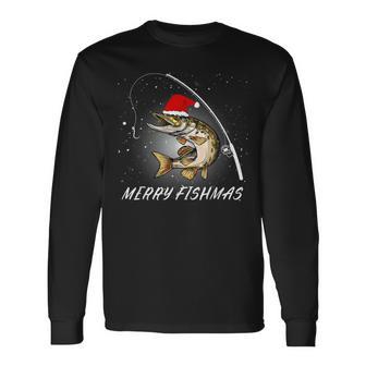 Merry Fishmas Fishing Zander Christmas Langarmshirts - Geschenkecke