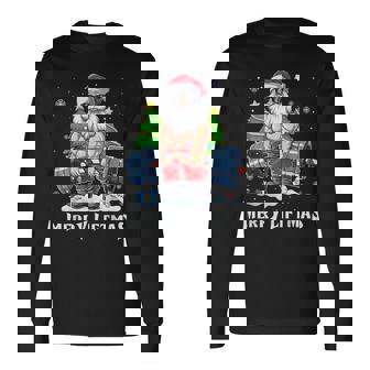 Merry Liftmas Santa Claus Gym Fitness Weightlifting Long Sleeve T-Shirt - Monsterry