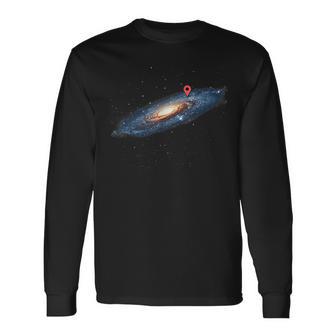 Milky Way Galaxy Universe Location Pin Space Cosmic Langarmshirts - Geschenkecke