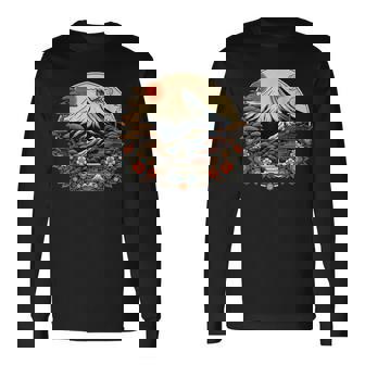 Monte Fuji Japonés Cultura Estética Japón Inspirado Asiático Camiseta de manga larga - Regaloses