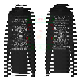 Moo Deng Christmas Todo Lo Que Quiero Para Navidad Es Un Moo Deng Camiseta de manga larga - Regaloses