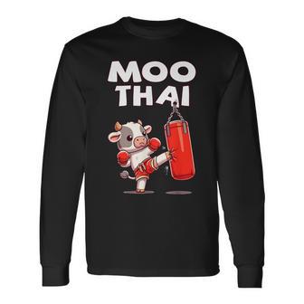 Moo Thai Muay Thai Cow Thai Boxing For Children Muay Thai Langarmshirts - Geschenkecke