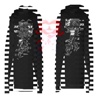 Motocross Heart Dirt Bike Valentines Day Motorcycle Boys Long Sleeve T-Shirt - Monsterry