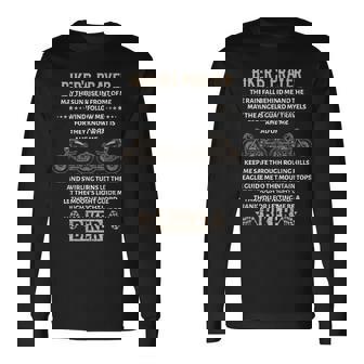 Motorcycle Bikers Prayer Rain Fall Behind And Wind Follow Me Long Sleeve T-Shirt - Monsterry