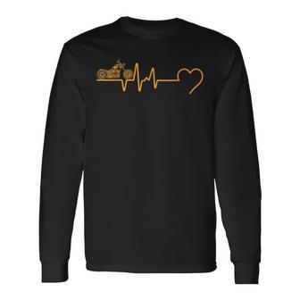 Motorcycle Heartbeat Biker Ecg Line Frequency Motorcyclist Langarmshirts - Geschenkecke