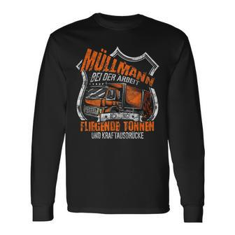 Müllmann Bei Der Arbeit Müllwerker Müllfahrer Langarmshirts - Geschenkecke