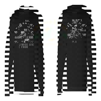 New Hampshire Vintage Pride Mountains Moose Long Sleeve T-Shirt - Thegiftio