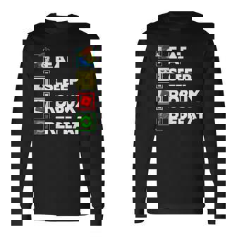 Noob And Professional Gamer Eat Sleep Robux Repeat Long Sleeve T-Shirt | Mazezy