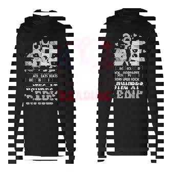 Nothing Beats Reading Book Librarian Rock Paper Scissors Long Sleeve T-Shirt - Seseable