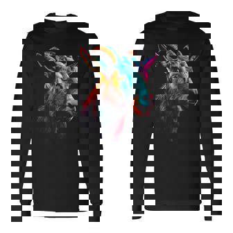 Obra De Arte Colorida De Cabra Animal Motif Goat Camiseta de manga larga - Regaloses