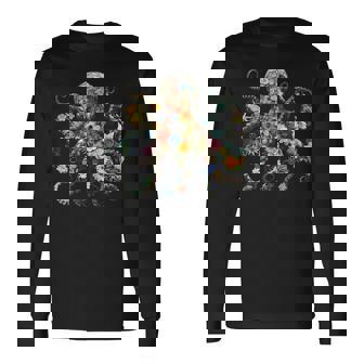 Octopus Floral Vintage Flowers Scuba Diving Garden And Ocean Long Sleeve T-Shirt - Monsterry