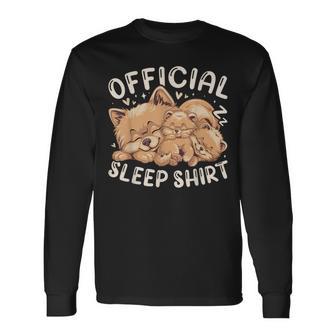 Official Sleep Pomeranian Dog With Puppy Langarmshirts - Geschenkecke