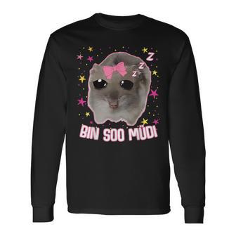 Offizielles Schlaf Sad Hamster Meme Bin So Müdi Schlaf Langarmshirts - Geschenkecke