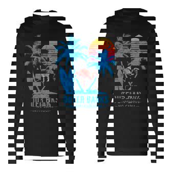 Outer Banks Carolinaacacionesintage Atardecer Camiseta de manga larga - Regaloses