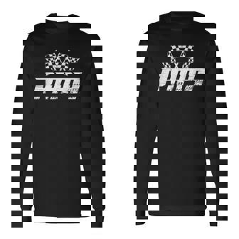 Papa Pit Crew Family Racing Birthday Race Car Long Sleeve T-Shirt - Thegiftio UK