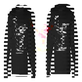 Père Noël Joueur De Football Thème Sportif De Noël T-shirt à manches longues - Cadeauxyz