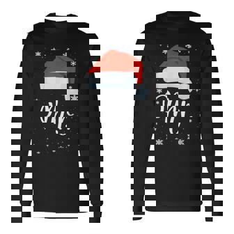 Pijamas Navideños A Juego Para Parejas Mr And Mrs Claus Camiseta de manga larga - Regaloses
