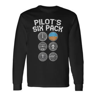 Pilots Six Pack Flight Instruments Aviation Humor Camiseta de manga larga - Regaloses