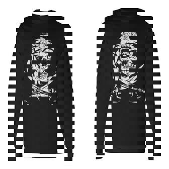 Pirate Costume Pirate Flag Skull Captain Pirate Long Sleeve T-Shirt - Monsterry
