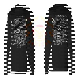 Pirate Skull Halloween Long Sleeve T-Shirt - Thegiftio
