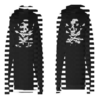 Pirate Sword Skull Bones Halloween Tea Long Sleeve T-Shirt - Monsterry