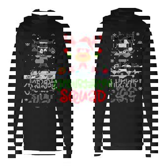 Plaid Reindeer Santa Hat Kindergarten Squad Teacher Xmas Long Sleeve T-Shirt - Monsterry