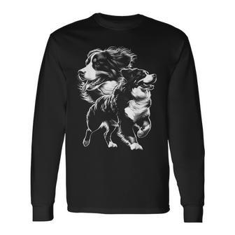 Playful Bernese Mountain Dog In Cool Drawing Style Langarmshirts - Geschenkecke