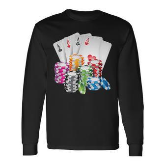 Poker Gambling Game Cards Chips Casino Poker Langarmshirts - Geschenkecke